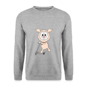LAMA - ALPAKA - ROLLER - TIER - KIND - BABY - Unisex Pullover - Weißgrau meliert - Vorne - Alina (178cm) & Michal (187cm)