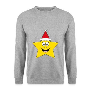 WEIHNACHTEN - STERN - KIND - BABY - Unisex Pullover - Weißgrau meliert - Vorne - Alina (178cm) & Michal (187cm)