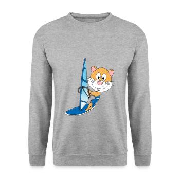WINDSURFER - WASSERSPORT - HAMSTER - KIND - BABY - Unisex Pullover - Weißgrau meliert - Vorne - Alina (178cm) & Michal (187cm)
