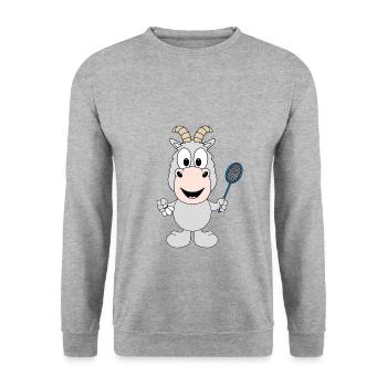 FEDERBALL - ZIEGE - BADMINTON - TIER - KIND - BABY - Unisex Pullover - Weißgrau meliert - Vorne - Alina (178cm) & Michal (187cm)