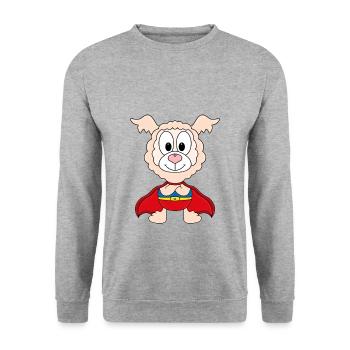 ALPAKA - LAMA - SUPERHELD - TIER - KIND - BABY - Unisex Pullover - Weißgrau meliert - Vorne - Alina (178cm) & Michal (187cm)