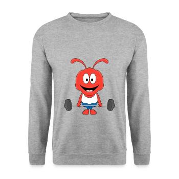AMEISE - FIT - FITNESS - STARK - BODYBUILDING - Unisex Pullover - Weißgrau meliert - Vorne - Alina (178cm) & Michal (187cm)