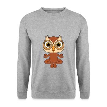 EULE - YOGA - PILATES - TIER - TIERISCH - Unisex Pullover - Weißgrau meliert - Vorne - Alina (178cm) & Michal (187cm)