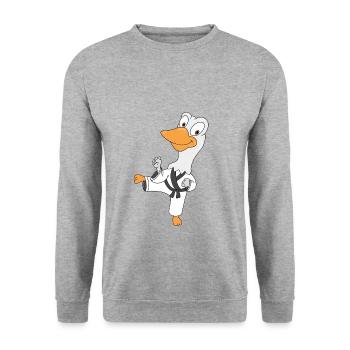 GANS - SELBSTVERTEIDIGUNG - KARATE - JUDO - SPORT - Unisex Pullover - Weißgrau meliert - Vorne - Alina (178cm) & Michal (187cm)