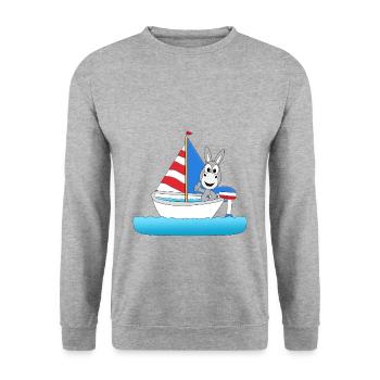 ESEL - SEGLER - SEGELN - WASSERSPORT - BABY - Unisex Pullover - Weißgrau meliert - Vorne - Alina (178cm) & Michal (187cm)