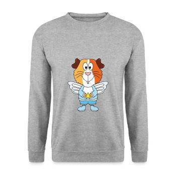 MEERSCHWEINCHEN - ENGEL - HIMMEL - TIER - KIND - Unisex Pullover - Weißgrau meliert - Vorne - Alina (178cm) & Michal (187cm)