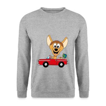HYÄNA - AUTO - REISE - URLAUB - FERIEN - TIER - Unisex Pullover - Weißgrau meliert - Vorne - Alina (178cm) & Michal (187cm)