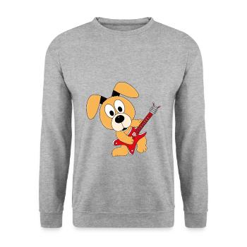 GITARRE - MUSIK - HUND - TIERISCH - KIND - BABY - Unisex Pullover - Weißgrau meliert - Vorne - Alina (178cm) & Michal (187cm)