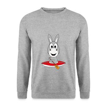 KAJAK - KANU - ESEL - TIER - KIND - BABY - Unisex Pullover - Weißgrau meliert - Vorne - Alina (178cm) & Michal (187cm)