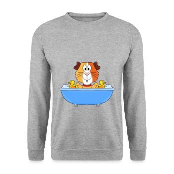 MEERSCHWEINCHEN - BADEN - BADEWANNE - BADEENTEN - Unisex Pullover - Weißgrau meliert - Vorne - Alina (178cm) & Michal (187cm)