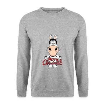 PFERD - PONY - WEIHNACHTEN - MERRY CHRISTMAS - Unisex Pullover - Weißgrau meliert - Vorne - Alina (178cm) & Michal (187cm)