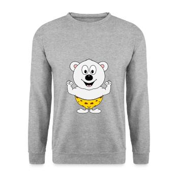 EISBÄR - FIT - BODYBUILDING - SPORT - TIERISCH - Unisex Pullover - Weißgrau meliert - Vorne - Alina (178cm) & Michal (187cm)