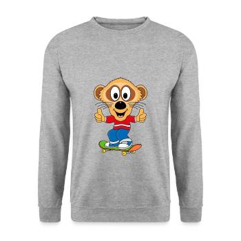 SKATEBOARD - ERDMÄNNCHEN - SPORT - KIND - BABY - Unisex Pullover - Weißgrau meliert - Vorne - Alina (178cm) & Michal (187cm)