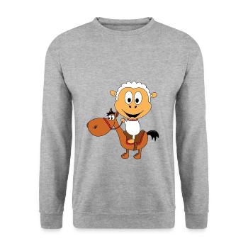 SCHAF - REITEN - PFERD - PONY - TIERE - Unisex Pullover - Weißgrau meliert - Vorne - Alina (178cm) & Michal (187cm)