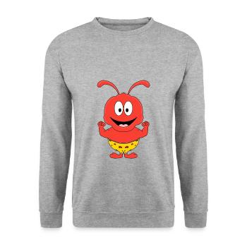 AMEISE - FITNESS - MUSKELN - TIERISCH - FIT - Unisex Pullover - Weißgrau meliert - Vorne - Alina (178cm) & Michal (187cm)