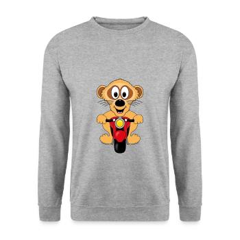 ERDMÄNNCHEN - MOTORRAD - BIKER - TIERISCH - Unisex Pullover - Weißgrau meliert - Vorne - Alina (178cm) & Michal (187cm)