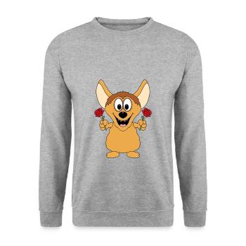 HYÄNE - ROSEN - BLUMEN - TIER - KIND - BABY - Unisex Pullover - Weißgrau meliert - Vorne - Alina (178cm) & Michal (187cm)