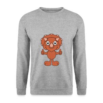 DINO - DINOSAURIER - KIND - BABY - Unisex Pullover - Weißgrau meliert - Vorne - Alina (178cm) & Michal (187cm)
