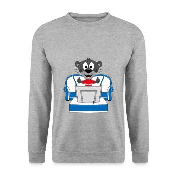 PANTHER - TV - FERNSEHEN - TIER - Unisex Pullover - Weißgrau meliert - Vorne - Alina (178cm) & Michal (187cm)