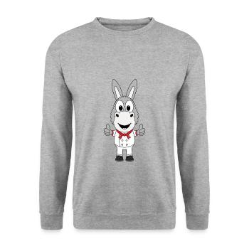 KOCH - BÄCKER - ESEL - TIER - BERUF - JOB - Unisex Pullover - Weißgrau meliert - Vorne - Alina (178cm) & Michal (187cm)