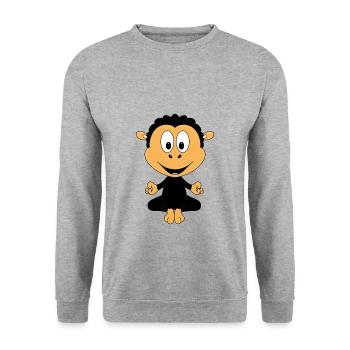 SCHWARZES SCHAF - YOGA - PILATES - TIER - Unisex Pullover - Weißgrau meliert - Vorne - Alina (178cm) & Michal (187cm)