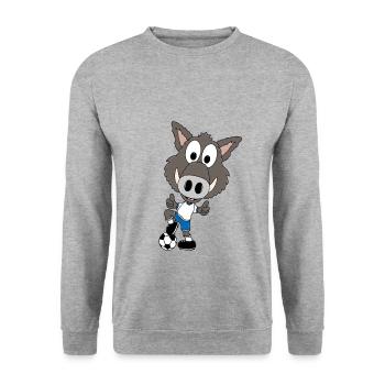 WILDSCHWEIN - FUßBALL - SPORT - TIER - Unisex Pullover - Weißgrau meliert - Vorne - Alina (178cm) & Michal (187cm)