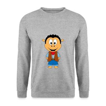SCHAF - COWBOY - FARMER - BAUER - TIER - Unisex Pullover - Weißgrau meliert - Vorne - Alina (178cm) & Michal (187cm)