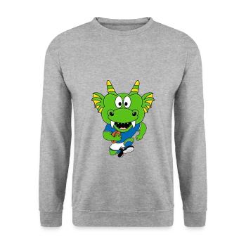 DRACHE - AMERICAN FOOTBALL - SPORT - Unisex Pullover - Weißgrau meliert - Vorne - Alina (178cm) & Michal (187cm)