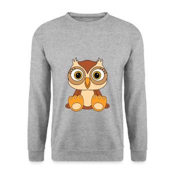 EULE - TIER - KIND - BABY - VOGEL - Unisex Pullover - Weißgrau meliert - Vorne - Alina (178cm) & Michal (187cm)