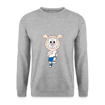 LAMA - ALPAKA - LAUFEN - JOGGEN - SPORT - Unisex Pullover - Weißgrau meliert - Vorne - Alina (178cm) & Michal (187cm)