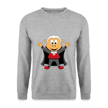 SCHAF - VAMPIR - DRACULA - HALLOWEEN - Unisex Pullover - Weißgrau meliert - Vorne - Alina (178cm) & Michal (187cm)