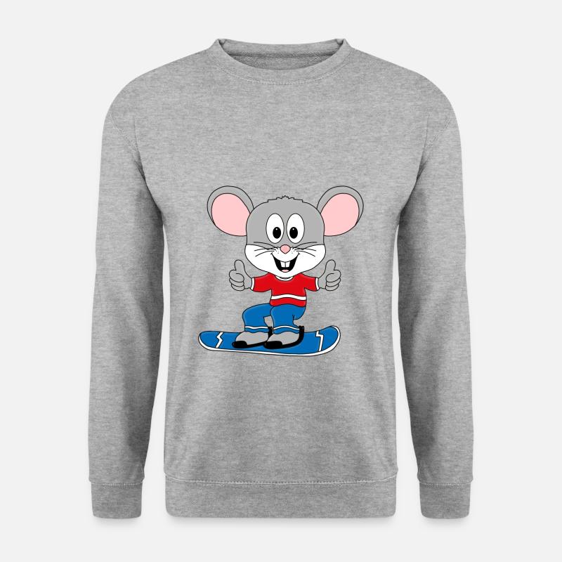 MAUS - SNOWBOARD - WINTERSPORT - TIER - Unisex Pullover - Weißgrau meliert