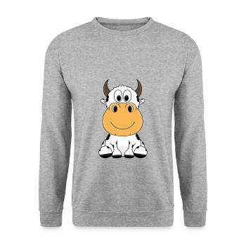 KUH - TIER - KIND - BABY - Unisex Pullover - Weißgrau meliert - Vorne - Alina (178cm) & Michal (187cm)