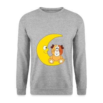 MEERSCHWEINCHEN - MOND - TIER - KIND - BABY - Unisex Pullover - Weißgrau meliert - Vorne - Alina (178cm) & Michal (187cm)