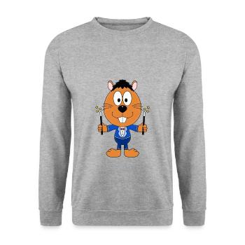 ZAUBERER - MAGIER - BIBER - OTTER - MARDER - Unisex Pullover - Weißgrau meliert - Vorne - Alina (178cm) & Michal (187cm)