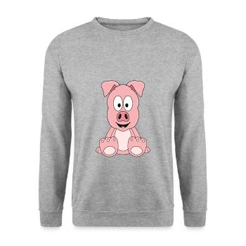 SCHWEIN - TIER - KIND - BABY - Unisex Pullover - Weißgrau meliert - Vorne - Alina (178cm) & Michal (187cm)