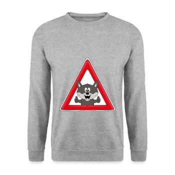 ACHTUNG WOLF - TIER - TIERISCH - WÖLFE - Unisex Pullover - Weißgrau meliert - Vorne - Alina (178cm) & Michal (187cm)