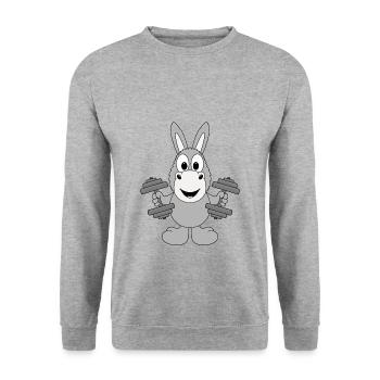 ESEL - FITNESS - BODYBUILDING - GEWICHTHEBER - Unisex Pullover - Weißgrau meliert - Vorne - Alina (178cm) & Michal (187cm)