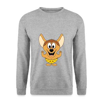 HYÄNE - FITNESS - BODYBUILDING - MUSKELN - TIER - Unisex Pullover - Weißgrau meliert - Vorne - Alina (178cm) & Michal (187cm)