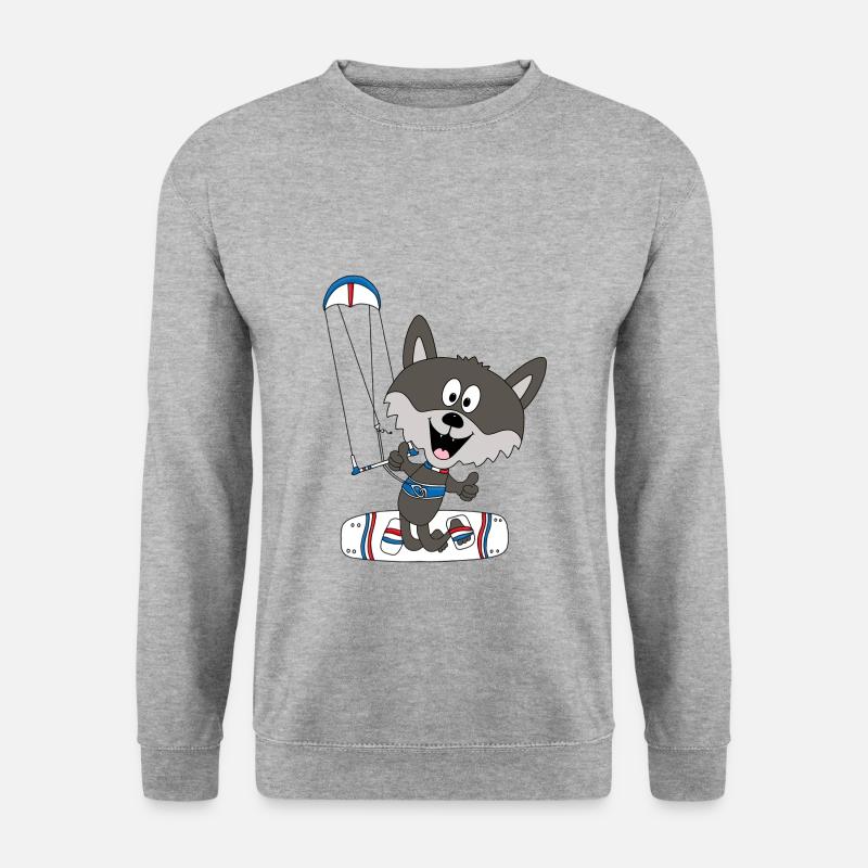 WOLF - KITESURFER - KITE - KITESURFEN - SPORT - Unisex Pullover - Weißgrau meliert