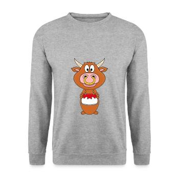 BULLE - RIND - STIER - KUH - GEBURTSTAG - TIER - Unisex Pullover - Weißgrau meliert - Vorne - Alina (178cm) & Michal (187cm)