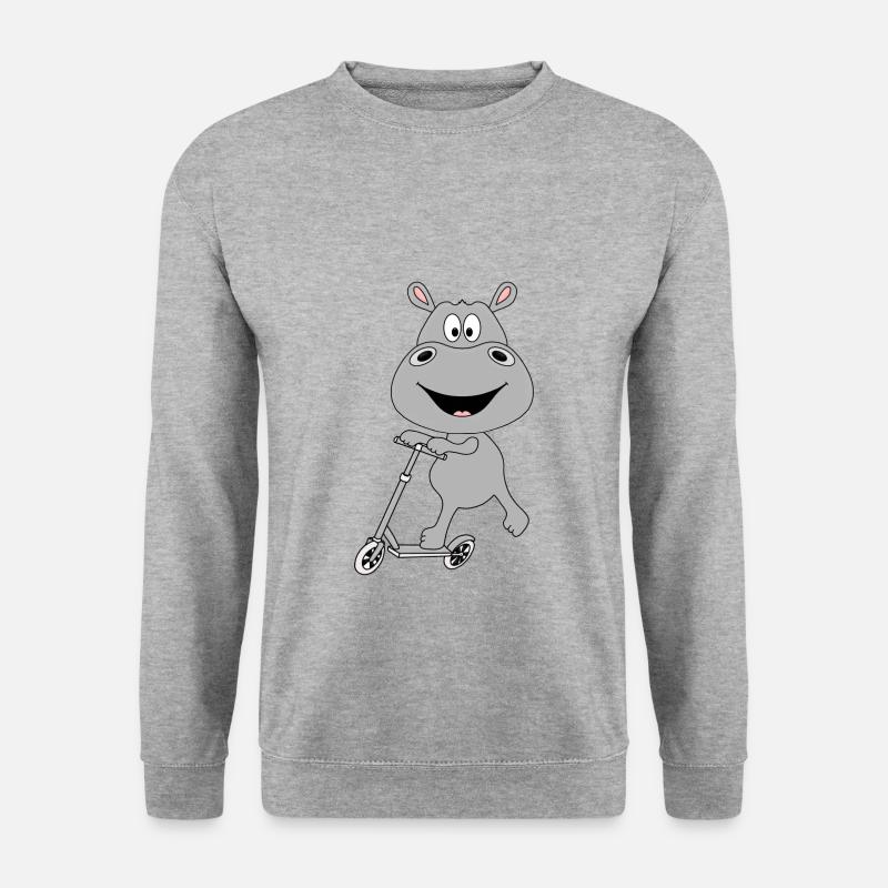 NILPFERD - HIPPO - FLUSSPFERD - ROLLER - TIER - Unisex Pullover - Weißgrau meliert
