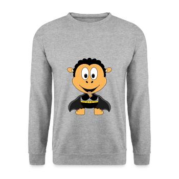 SCHWARZES SCHAF - SUPERHELD - HELD - TIER - Unisex Pullover - Weißgrau meliert - Vorne - Alina (178cm) & Michal (187cm)