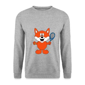 FUCHS - TENNIS - SPORT - TIER - KIND - BABY - Unisex Pullover - Weißgrau meliert - Vorne - Alina (178cm) & Michal (187cm)