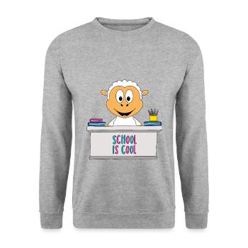 SCHAF - SCHULE - SCHÜLER - LEHRER - TIER - Unisex Pullover - Weißgrau meliert - Vorne - Alina (178cm) & Michal (187cm)