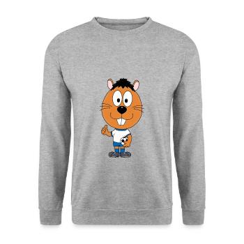 BIBER - OTTER - MARDER - FUßBALL - SPORT - TIER - Unisex Pullover - Weißgrau meliert - Vorne - Alina (178cm) & Michal (187cm)