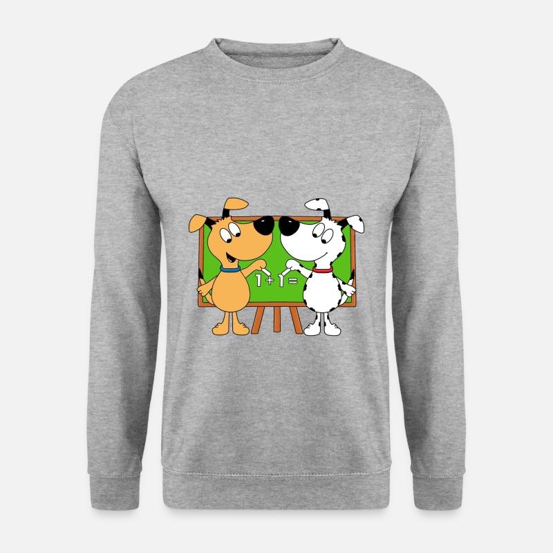 HUNDE - SCHULE - SCHÜLER - MATHE - RECHNEN - Unisex Pullover - Weißgrau meliert