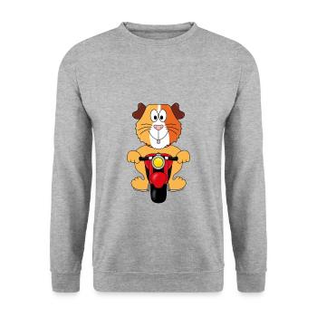 MOTORRAD - BIKER - MEERSCHWEINCHEN - MOTORSPORT - Unisex Pullover - Weißgrau meliert - Vorne - Alina (178cm) & Michal (187cm)