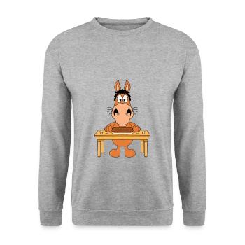 PFERD - BÄCKER - WEIHNACHTSBÄCKEREI - KEKSE - Unisex Pullover - Weißgrau meliert - Vorne - Alina (178cm) & Michal (187cm)