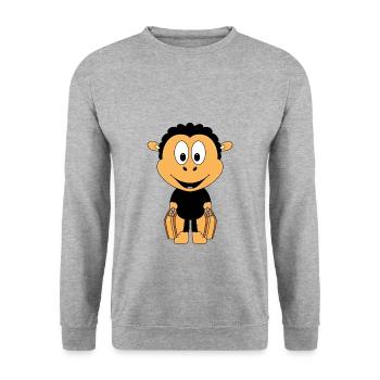 SCHWARZES SCHAF - KOFFER - REISE - URLAUB - TIER - Unisex Pullover - Weißgrau meliert - Vorne - Alina (178cm) & Michal (187cm)